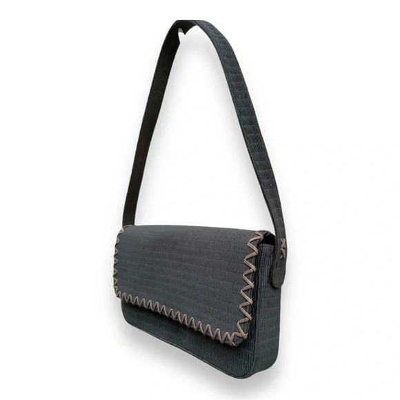 Stuart Weitzman Handbag Solid Green Textured Shoulder Bag Purse with Dust Bag - Picture 2 of 14